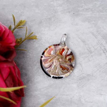 Round Multicolor Lampwork Glass Pendant for Necklace - 1 Piece